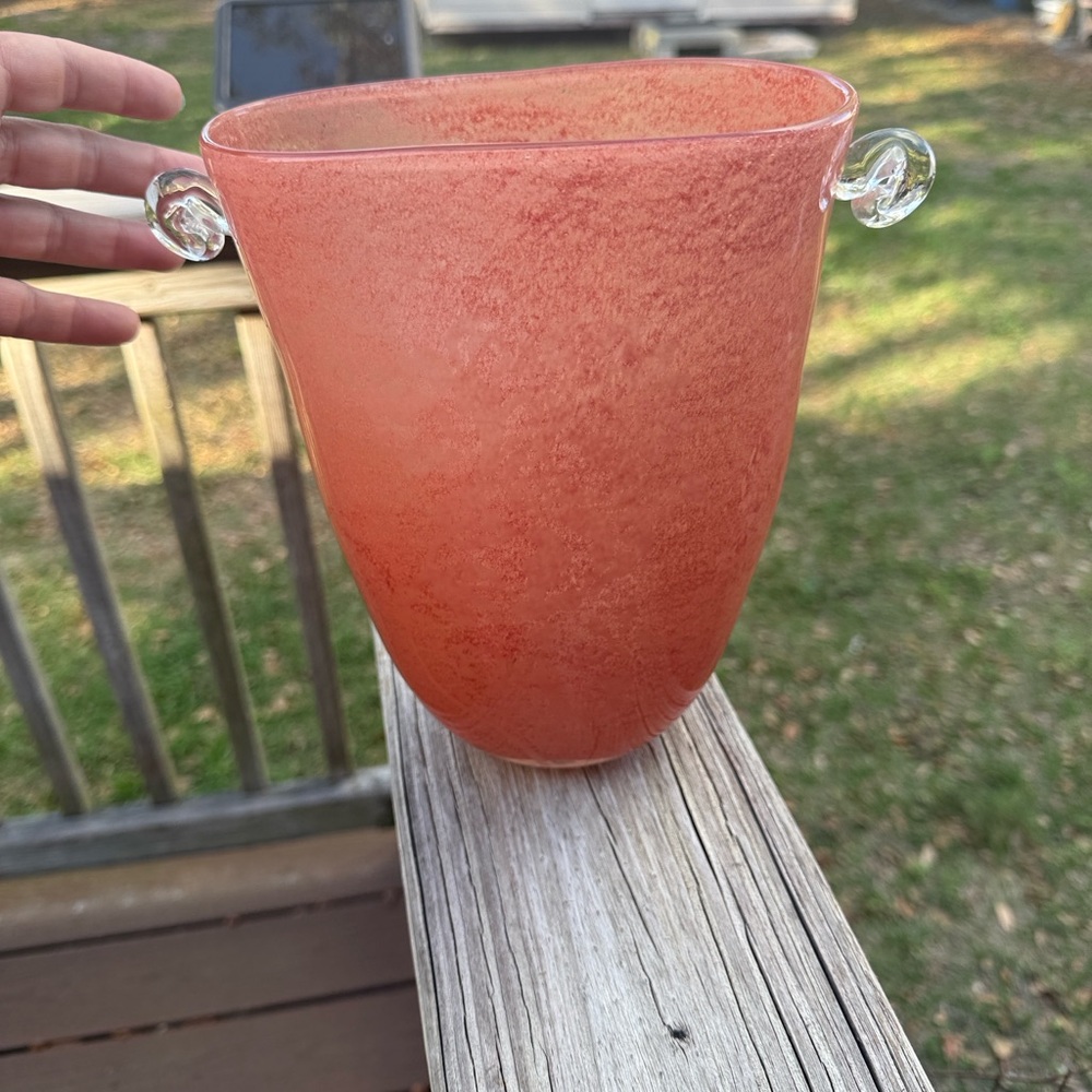 Anthropologie House of  Hackney Rose Vase Peach Etched Art Glass